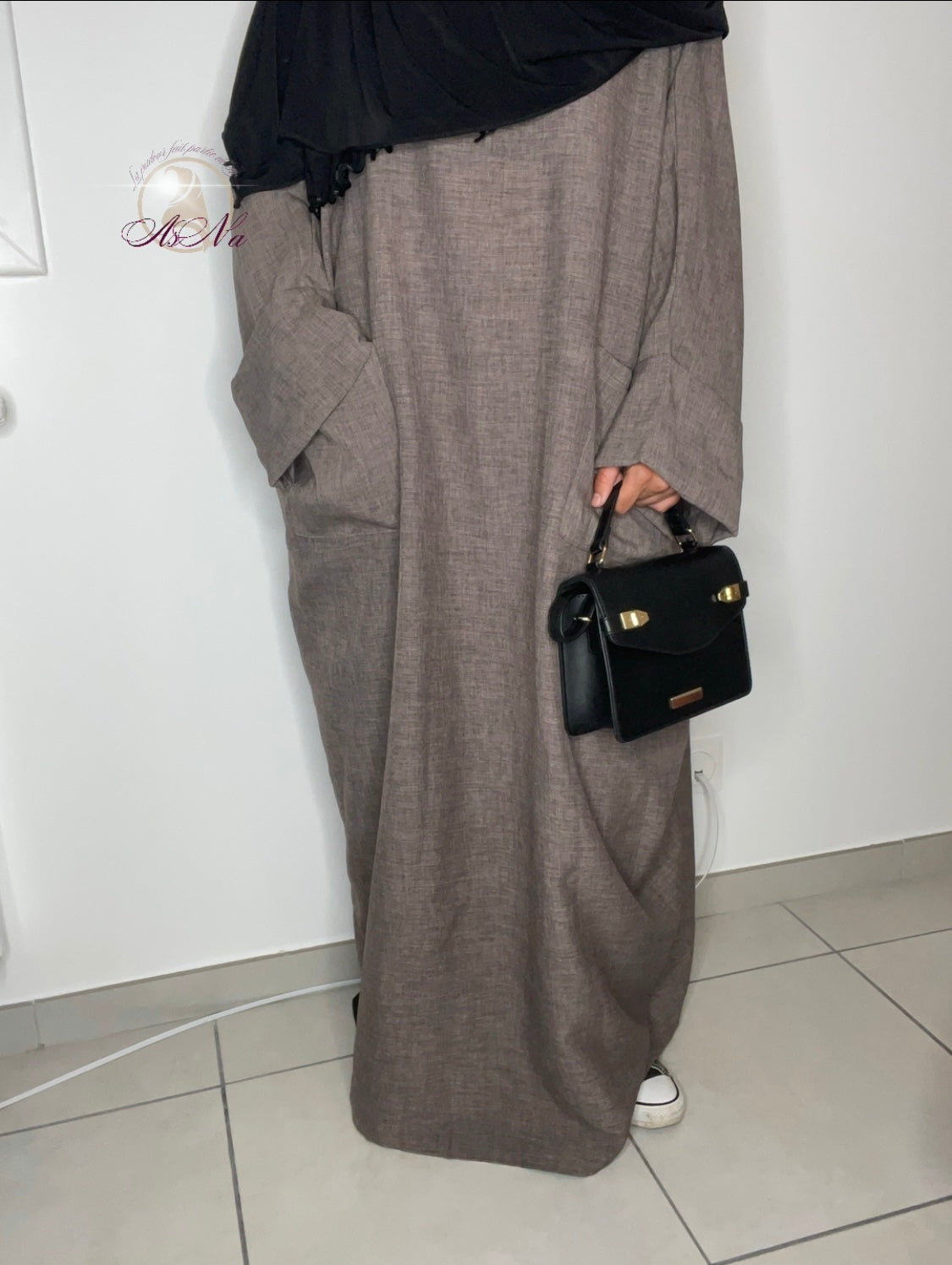 Abaya oversize effet lin